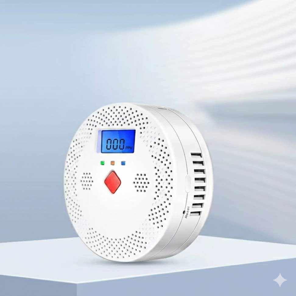 Detector de Monóxido de Carbono WiFi Tuya com Display LCD e Alarme